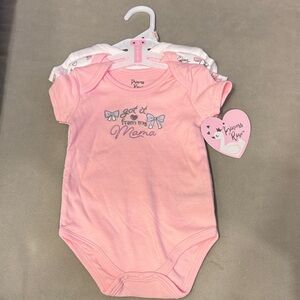 Princess Rose Set of 3 Onesies Girly Got It From My Mama Pink Bows 6-9 Months